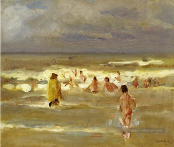 baignade garçons 1907 Max Liebermann impressionnisme allemand enfants Peinture à l'huile